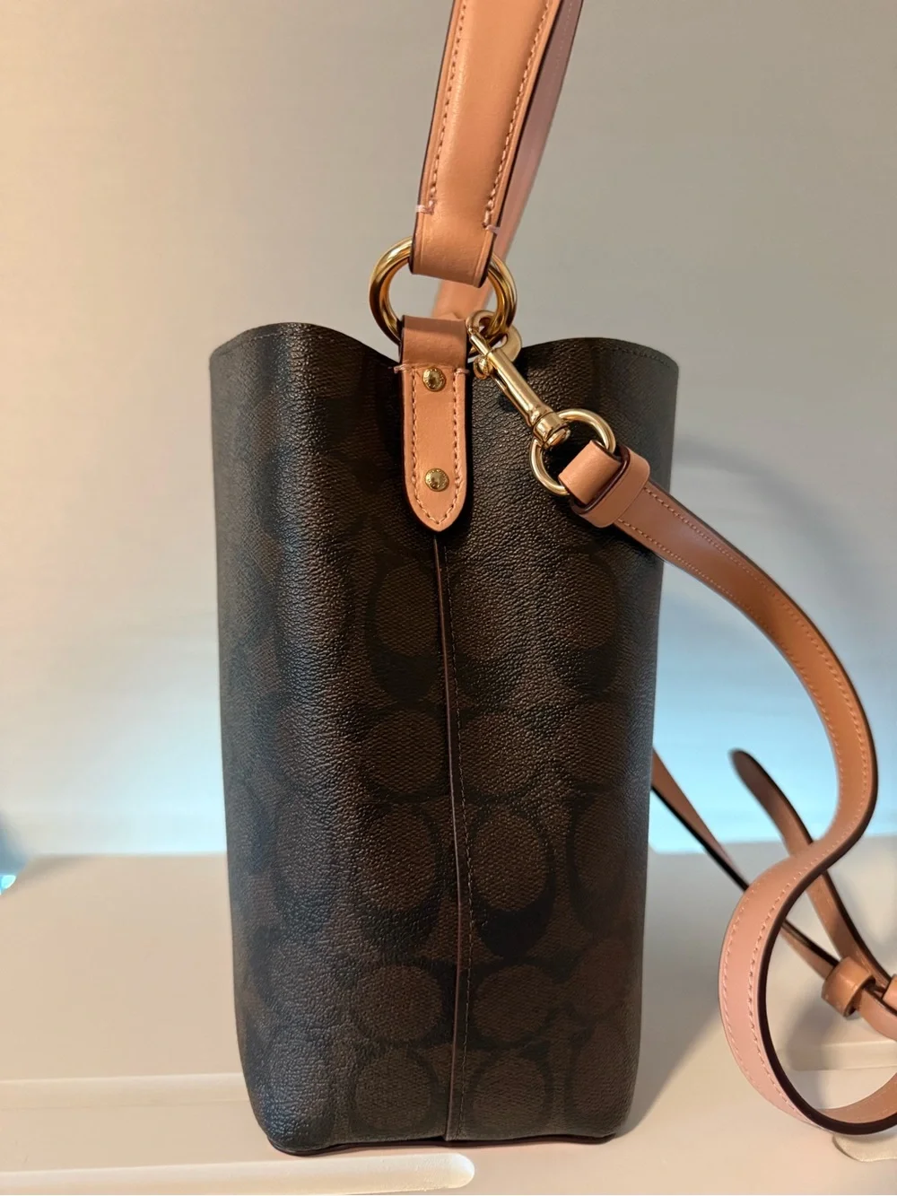 Coach Signature Canvas Black and Brown Bucket Bag